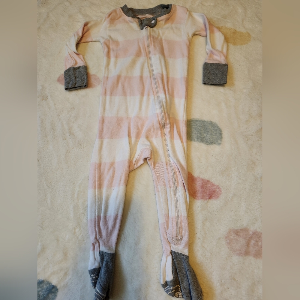 Burt's Bee PJs Size 6-9 months - Rugby Pink n White